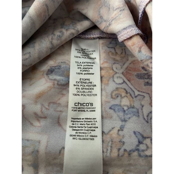 Chico's Orange Medallion Dress Chicos Size 1 US Size 8 Sheath Tile Pattern Notch - Picture 4 of 7